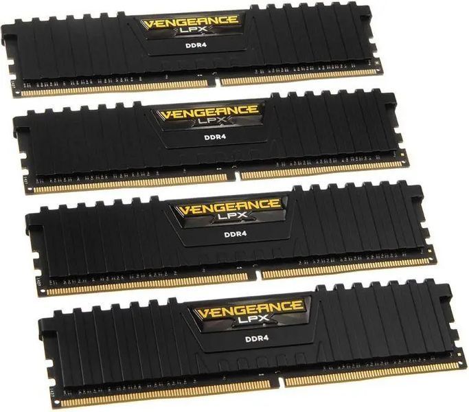 Память для настольных компьютеров Corsair 32 GB (4x8GB) DDR4 2666 MHz Vengeance LPX (CMK32GX4M4A2666C16) 026391 фото