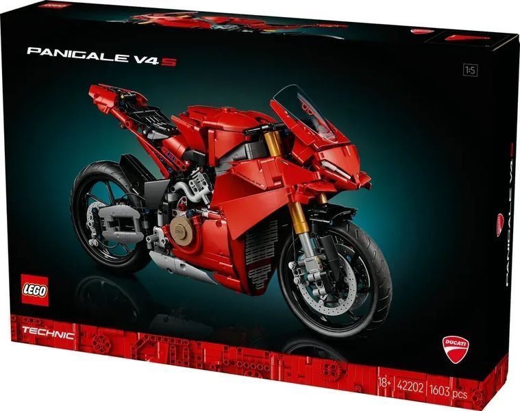 Блоковий конструктор LEGO Technic Мотоцикл Ducati Panigale V4 S 1603 деталі (42202) 613450 фото