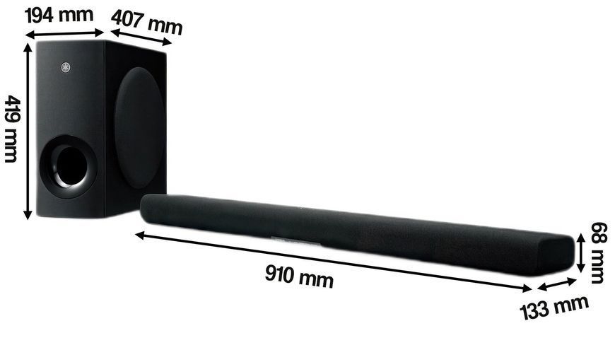 Саундбар YAMAHA SR-B40 Чорний 2.1-канальний, Бездротовий сабвуфер, HDMI eARC, Bluetooth, Dolby Atmos, Dolby Digital 2024678 фото