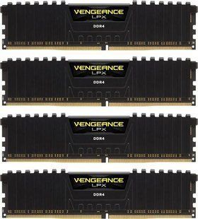 Пам'ять для настільних комп'ютерів Corsair 64 GB (4x16GB) DDR4 2666 MHz Vengeance LPX Black (CMK64GX4M4A2666C16) 026405 фото