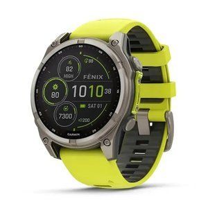 Смарт-годинник Garmin Fenix 8 47mm Solar Sapphire Titanium w. Amp Yellow/Graphite Silicone Band (010-02906-20/21) 613055 фото