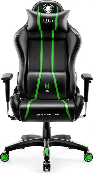 Комп'ютерне крісло для геймера Diablo Chairs X-One 2,0 Normal Size Black/Green 312205 фото