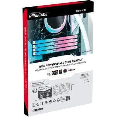 Память для настольных компьютеров Kingston FURY 32 GB DDR5 6000 MHz Renegade RGB White/Silver (KF560C32RWA-32) 033952 фото