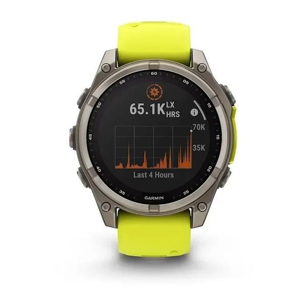 Смарт-часы Garmin Fenix 8 47mm Solar Sapphire Titanium w. Amp Yellow/Graphite Silicone Band (010-02906-20/21) 613055 фото