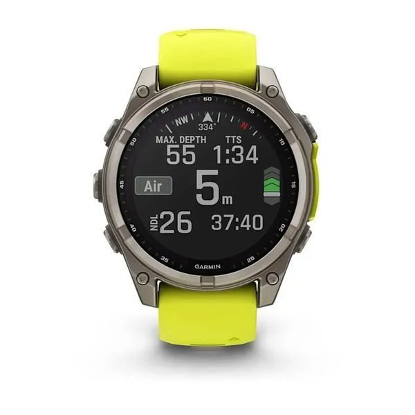 Смарт-часы Garmin Fenix 8 47mm Solar Sapphire Titanium w. Amp Yellow/Graphite Silicone Band (010-02906-20/21) 613055 фото