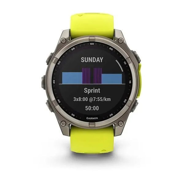 Смарт-часы Garmin Fenix 8 47mm Solar Sapphire Titanium w. Amp Yellow/Graphite Silicone Band (010-02906-20/21) 613055 фото