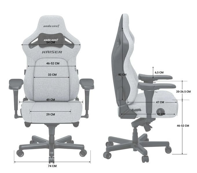 Комп'ютерне крісло для геймера Anda Seat Kaiser 4 L Gray Linen Fabric (AD12YDDC-L-20-G-CF) 578312ua фото