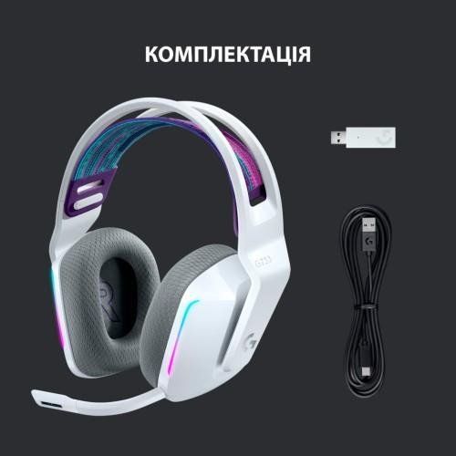 Навушники з мікрофоном Logitech G733 LIGHTSPEED Wireless RGB WHITE (981-000883) 029782 фото