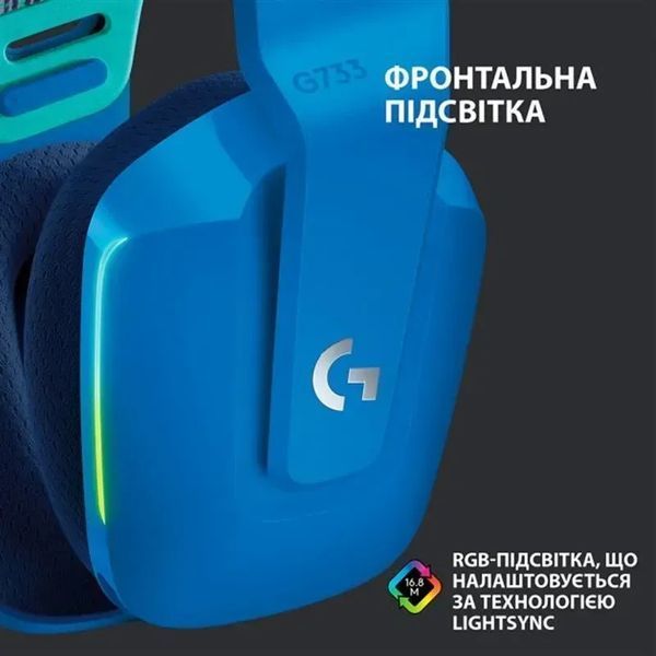 Комп'ютерна гарнітура Logitech Lightspeed Wireless RGB Gaming Headset G733 Blue (981-000943) 315349ua фото
