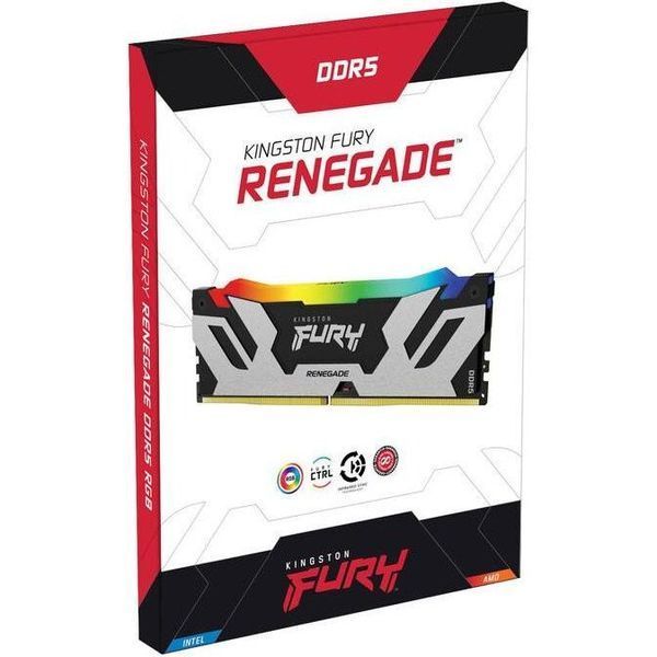 Пам'ять для настільних комп'ютерів Kingston FURY 64 GB (2x32GB) DDR5 6400 MHz Renegade Silver/Black RGB (KF564C32RSAK2-64) 033854 фото