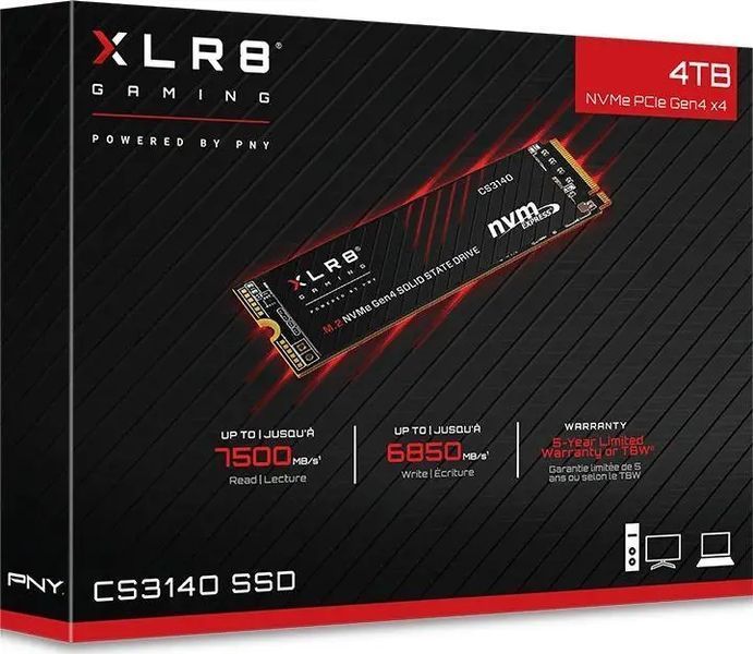 SSD накопичувач PNY XLR8 CS3140 4TB M.2 NVMe Gen4 (M280CS3140-4TB-RB) 000944 фото