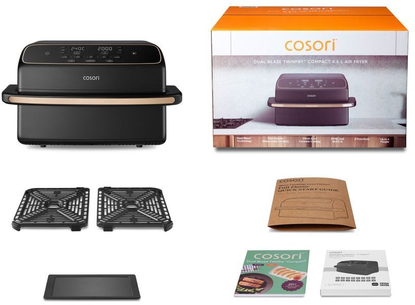 Фритюрница безмасляная Air Fryer COSORI CAF-TF801-CEUR Dual Blaze TwinFry Compact 8.6 л 2127694 фото