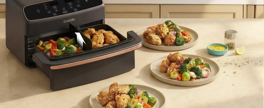 Фритюрница безмасляная Air Fryer COSORI CAF-TF801-CEUR Dual Blaze TwinFry Compact 8.6 л 2127694 фото