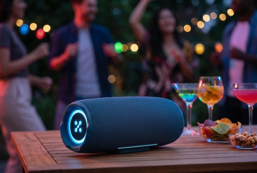 Мобільна колонка XMUSIC BTS860 Bluetooth, потужність 40 Вт, IP66, акумулятор 5000 мА&middot;г, радіо FM, синя 2086338 фото