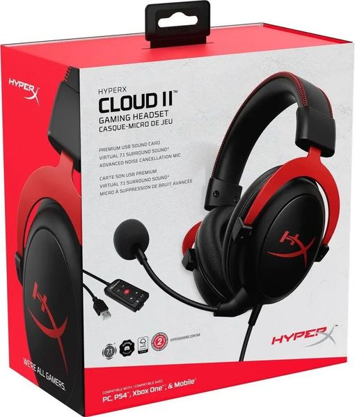 Комп'ютерна гарнітура HyperX Cloud II Red (KHX-HSCP-RD/4P5M0AA) 179131 фото