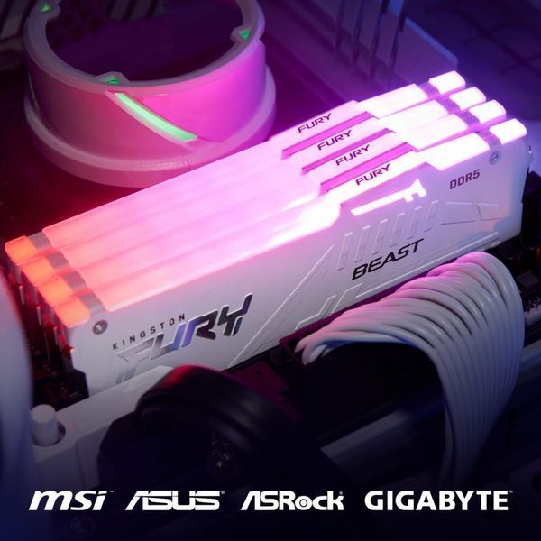 Пам'ять для настільних комп'ютерів Kingston FURY 32 GB DDR5 6000 MHz Beast RGB White (KF560C40BWA-32) 033805 фото
