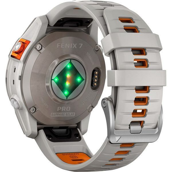 Смарт-годинник Garmin Fenix 7 Pro Sapphire Solar Titanium w. Fog Gray/Ember O. Band (010-02777-20/21) 035264 фото