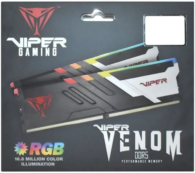 Пам'ять для настільних комп'ютерів Patriot 64 GB (2x32GB) DDR5 6000 MHz Viper Venom RGB (PVVR564G600C36K) 579675ua фото