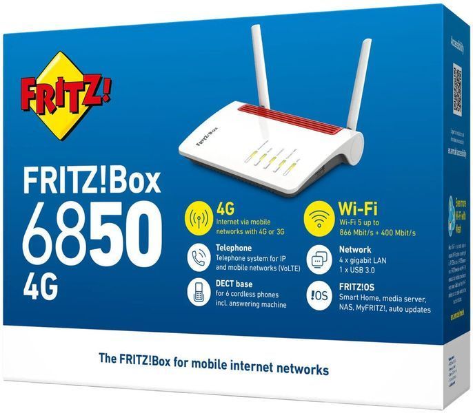 Маршрутизатор FRITZ! Box 6850 2.4 / 5 ГГц (DualBand), Wi-Fi Mesh, разъем для SIM-карты 2124349 фото