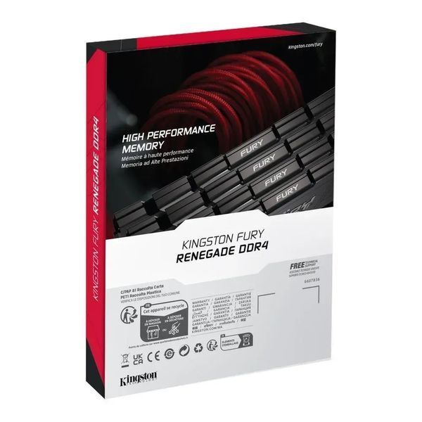 Память для настольных компьютеров Kingston Fury 16 GB (2x8GB) DDR4 3200 MHz Renegade Black (KF432C16RB2K2/16) 503838 фото
