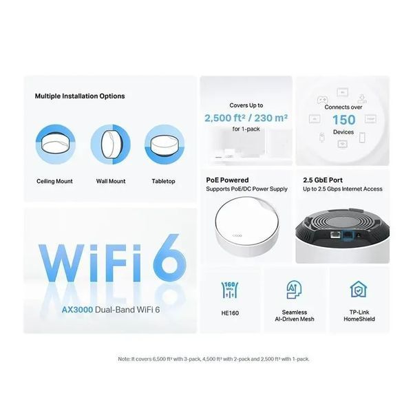Mesh-система TP-Link Deco X50 PoE 1-Pack 577133ua фото