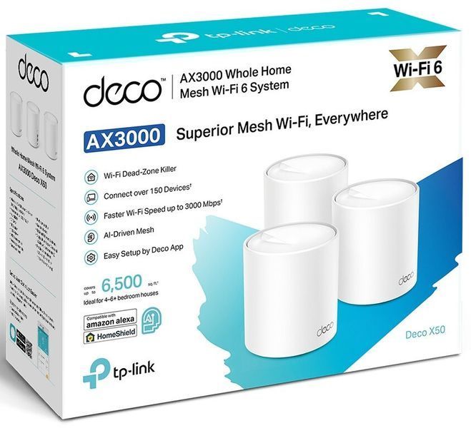 Маршрутизатор TP-LINK Deco X50 2.4 / 5 ГГц (DualBand), Wi-Fi Mesh (3 шт.) 470471 фото
