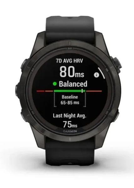 Смарт-годинник Garmin Fenix 7S Pro Sapphire Solar Carbon G. DLC Tit. with Black Band (010-02776-10/11/54) 613049 фото