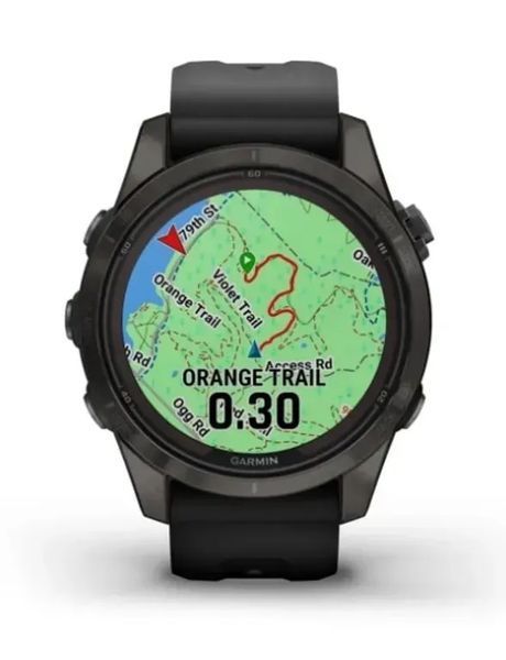 Смарт-годинник Garmin Fenix 7S Pro Sapphire Solar Carbon G. DLC Tit. with Black Band (010-02776-10/11/54) 613049 фото