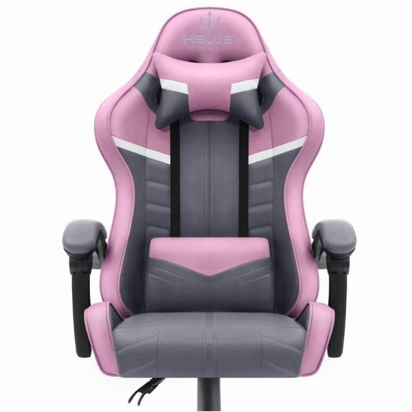 Комп'ютерне крісло для геймера Hell's HC-1004 PINK-GREY Fabric 018575 фото