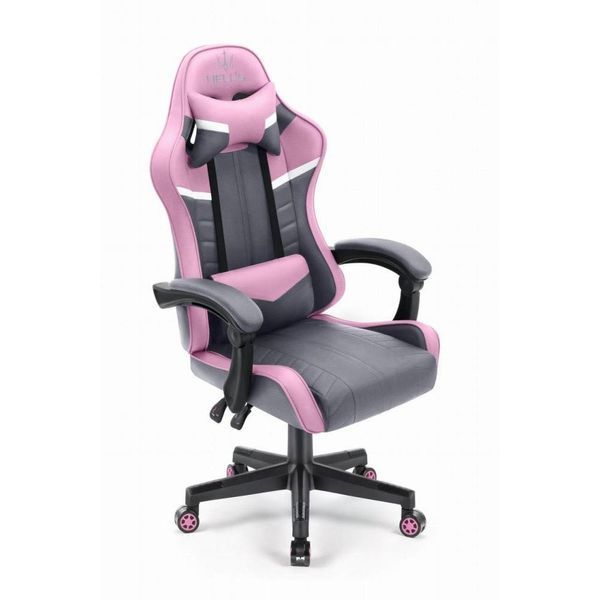 Комп'ютерне крісло для геймера Hell's HC-1004 PINK-GREY Fabric 018575 фото