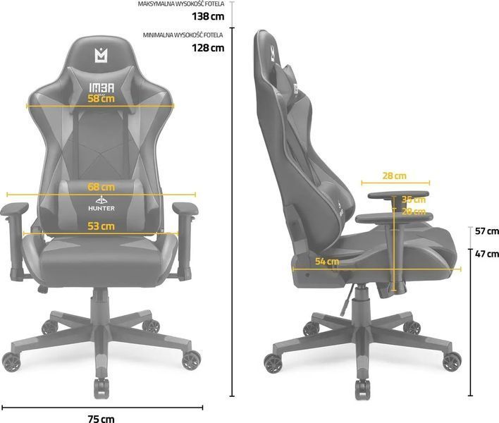 Комп'ютерне крісло для геймера IMBA seat Hunter white 019383 фото