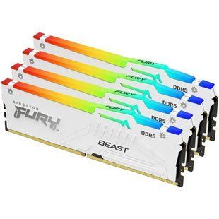Пам'ять для настільних комп'ютерів Kingston FURY 64 GB (4x16GB) DDR5 5200 MHz Beast White RGB (KF552C40BWAK4-64) 033861 фото