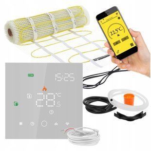 Греющий мат под плитку MISSION AIR MA-160W/m2 2.5м&sup2; (5м x 50см) + регулятор Leo Белый Wi-Fi e2066391 фото