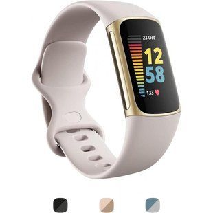 Фітнес-браслет Fitbit Charge 5 Lunar White/Soft Gold Stainless Steel (FB421GLWT) 040010 фото