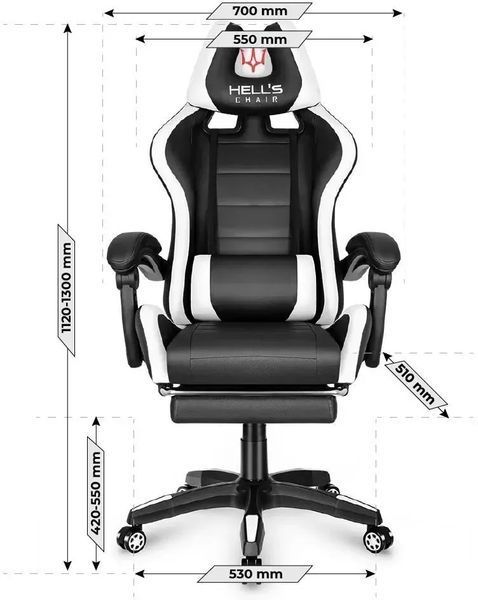 Компьютерное кресло для геймера Hell's U-Warrior Skin Black/White 606540 фото