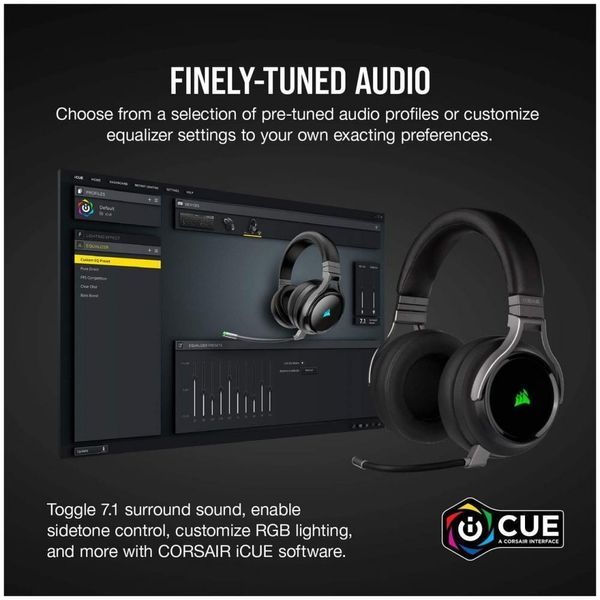 Наушники с микрофоном Corsair VIRTUOSO RGB WIRELESS Black (CA-9011185) 029742 фото