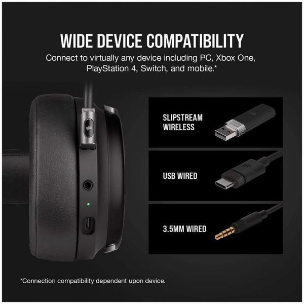 Наушники с микрофоном Corsair VIRTUOSO RGB WIRELESS Black (CA-9011185) 029742 фото