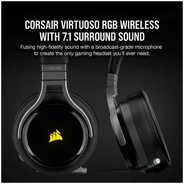 Наушники с микрофоном Corsair VIRTUOSO RGB WIRELESS Black (CA-9011185) 029742 фото