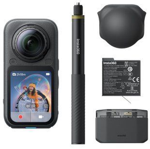 Спортивна камера INSTA360 X6 Essentials Bundle Midnight Black з аксесуарами, матриця 1" з підтримкою потрійної AI-системи, відео 8K50FPS, 10-біт + Dolby Vision, стабілізація FlowState, водонепроникність 20 м 2145858 фото