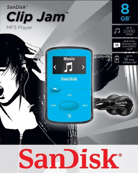 Компактный MP3 плеер SanDisk Sansa Clip Jam Blue 8GB (SDMX26-008G-G46B) 170419 фото