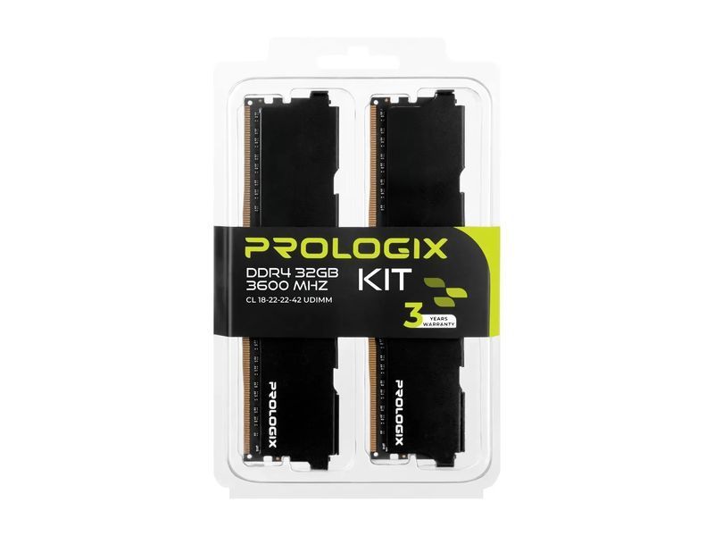 Пам'ять для настільних комп'ютерів Prologix 16 GB (2x16GB) DDR4 3600 MHz Black (PRO32GB3600B4K) 579676ua фото