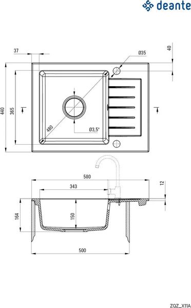 Кухонна мийка Deante Zorba ZQZ N11A 319598 фото