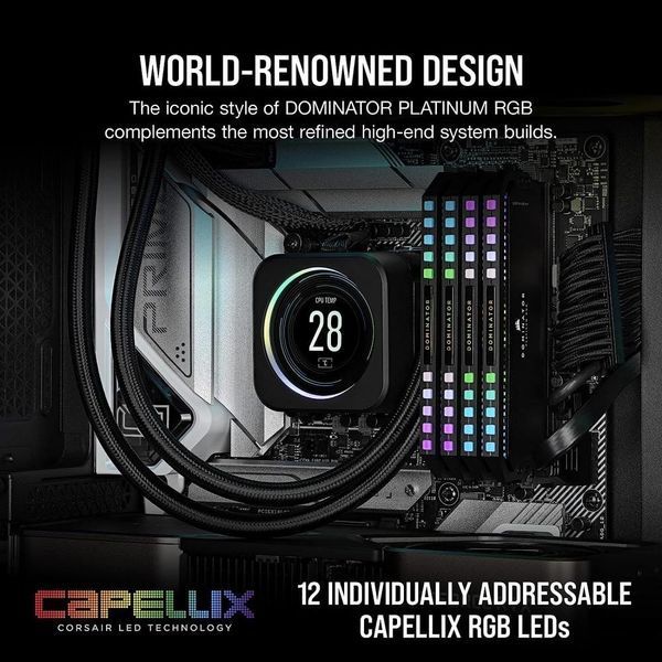 Пам'ять для настільних комп'ютерів Corsair 64 GB (2x32GB) DDR5 5200 MHz Dominator Platinum RGB (CMT64GX5M2B5200C40) 027643 фото