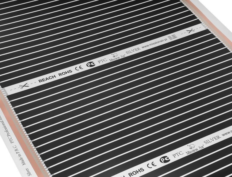 Плівка гріюча інфрачервона MISSION AIR Black Silver PTC 160 Вт/м2 2.5 м&sup2; шир. 100 см + регулятор Libra Чорний Wi-Fi e2065796 фото