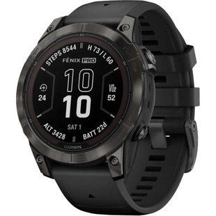 Смарт-годинник Garmin Fenix 7 Pro Sapphire Solar Carbon G. DLC Tit. with Black Band (010-02777-10/11/54) 035055 фото