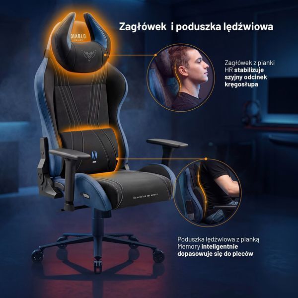 Ігрове крісло DIABLO CHAIRS X-Horn 2.0 Normal Size чорно-синє e2639844 фото