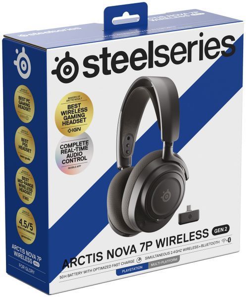 Наушники STEELSERIES Arctis Nova 7P Gen 2 Беспроводные, Накладные, Объемный звук Черный 2091848 фото