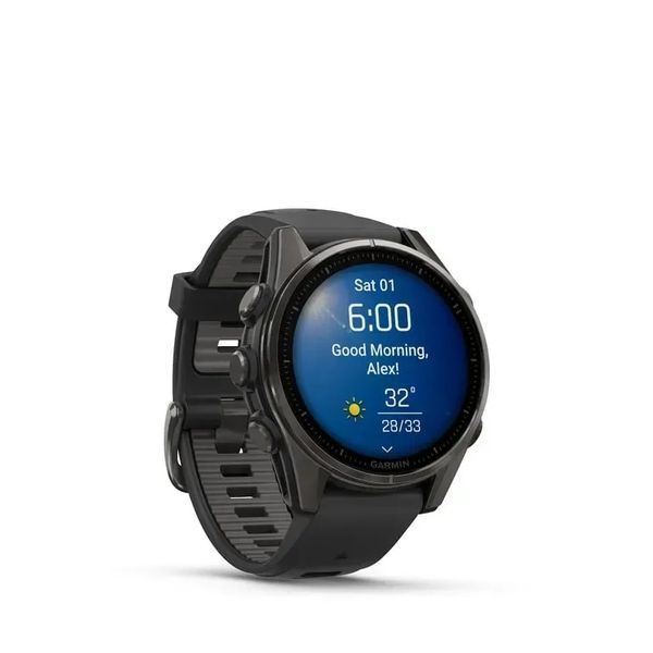 Смарт-часы Garmin Fenix 8 43mm Amoled Sapphire Carbon Gray DLC Tit. w. Black/Pebble Gray S. Band (010-02903-20/21/28) 613052 фото