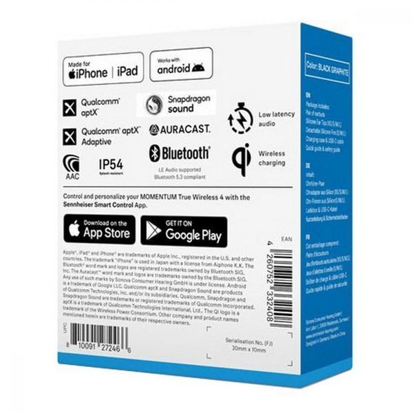 Наушники TWS Sennheiser MOMENTUM True Wireless 4 Black Graphite (700365) 029319 фото