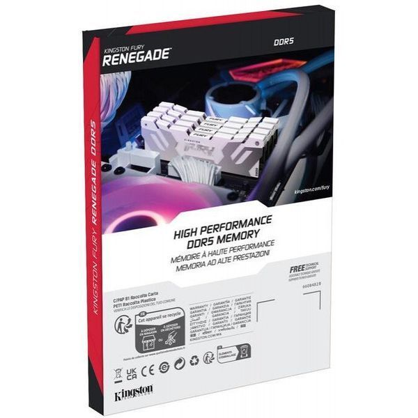 Память для настольных компьютеров Kingston FURY 32 GB (2x16GB) DDR5 6400 MHz Renegade Silver/White (KF564C32RWK2-32) 033770 фото